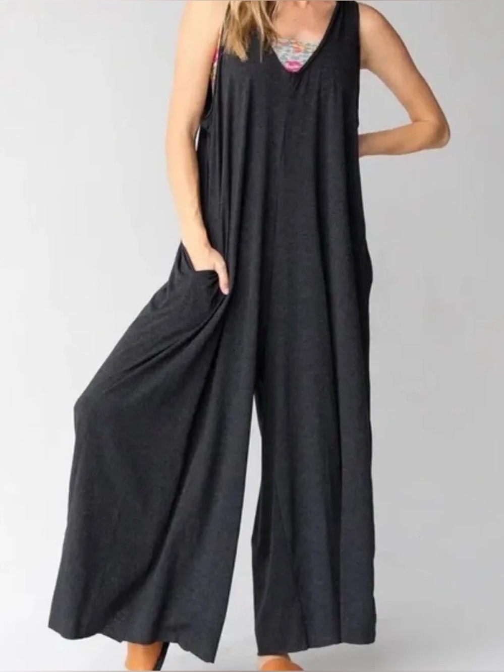 Natural Life Women’s Wide-Leg Charcoal  Jumpsuit